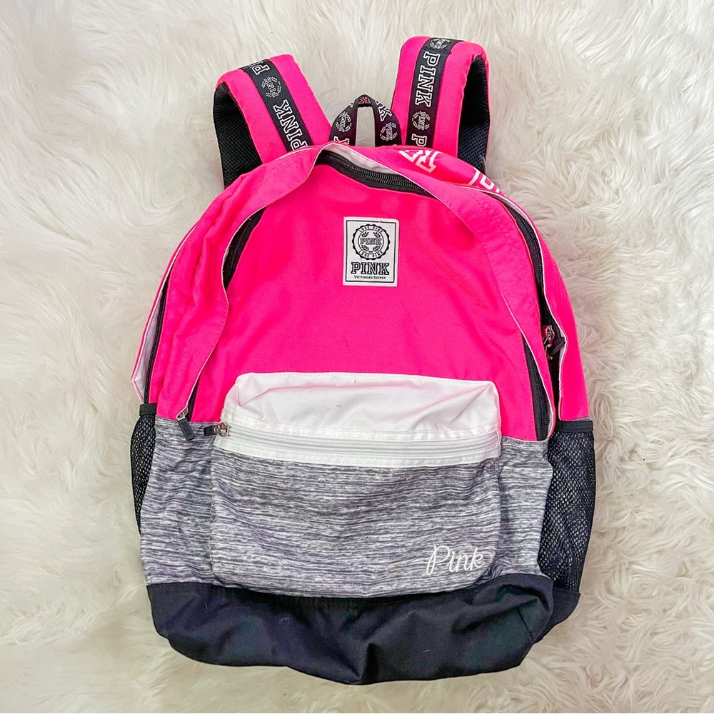 Pink by Victoria Secret Backpack HOT PINK Bookbag School College VS 2016